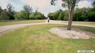 Outdoor sex fun in the park with a hot girl