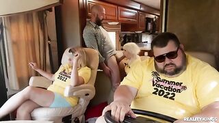 The girl is getting a ride after hitchhiking, and things heat up
