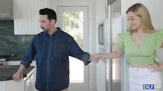 A dad is having fun with a young sorority slut in an intimate setting