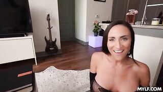 She will be covered in sperm after the guy's cumshot