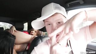 Douchey dude convinces beauty to try a threesome for money