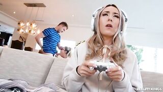 A hot nerd girl with glasses cheats on her boyfriend