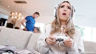 A hot nerd girl with glasses cheats on her boyfriend