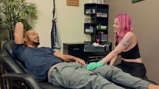 A great man with a tattoo gets sex with a black woman