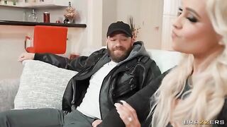 The naughty blonde likes to get fucked for money on the couch