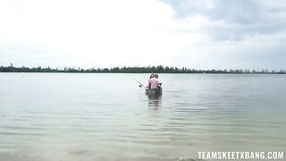A red-haired beauty caught a cock in the middle of nature