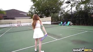 The girl got a powerful orgasm from a tennis coach’s intense session