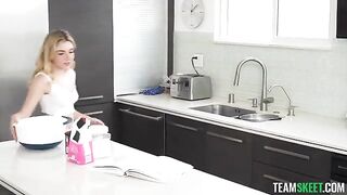 A young girl is having her cake and eating it too