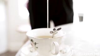 A successful man fucks maid on the kitchen table in uniform