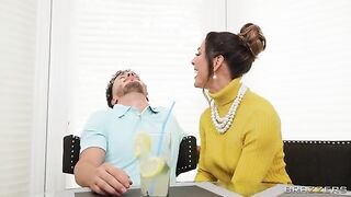 A classy suburban wife gets obsessed with cum and handjob action