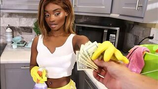 A maid came to work for money and got a cumshot on her face