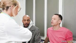 Two girls are getting fucked by a hot doctor in a threesome