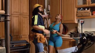 A girl is fucking with her colleague in the role play style