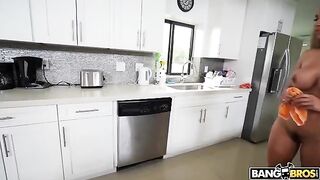 A maid is doing all the cleaning in a completely naked state