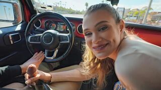 Girl handed over the bill to a guy in the car