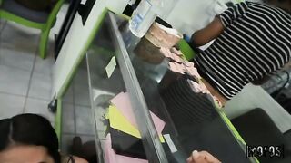 Public sex with a hot chick in a dirty laundry place