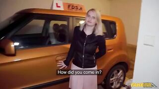 Big dick makes big tits blonde stretch in the car