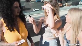 Two sexy lesbians have a lesbian sex on the strip