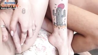 Four sexy college girls arranged an orgy in the form of a party at their house