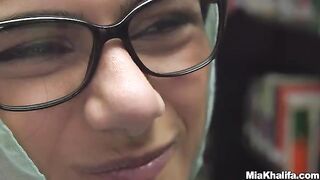Mia Khalifa masturbating in the library like a proper nerd
