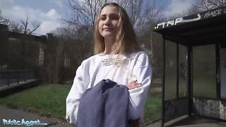 Mini Ivi Rein tries to pick up guys while learning English in Public Agent scene