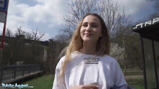 Mini Ivi Rein tries to pick up guys while learning English in Public Agent scene