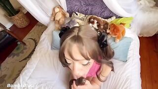 Teenage slut Bambi Bluu gets her queefing wet pussy eaten and smashed