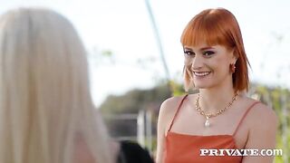 Do I look like a virgin? - The cute girl in the latex dress is having fun with three boys