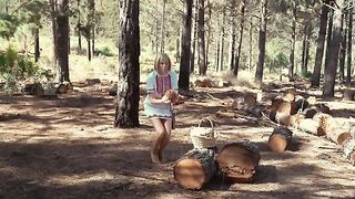 Barefoot beauties have sex on the forest glade