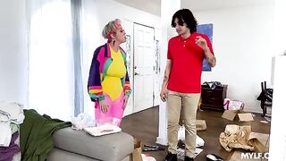 The guy has overexerted himself and now his cock is wet with pussy
