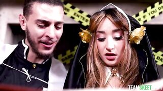 Cosplay buttfuck on All Saints' Day with young skinny girls