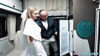 The new husband has every right to her shaved pussy, especially at certain times