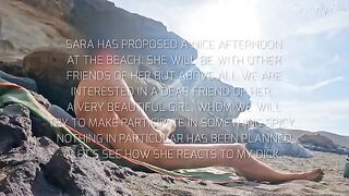 Two girls almost got caught jerking off with a stranger on the nude beach