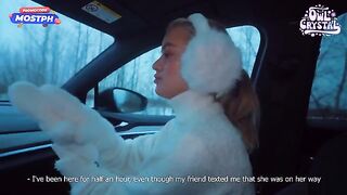 A beautiful girl is having fun with stranger in his car