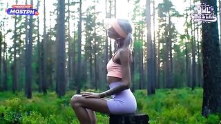 A beautiful girl was sucking a dick of her neighbor in the forest
