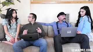 Sexy beauties gave the dad an unforgettable surprise
