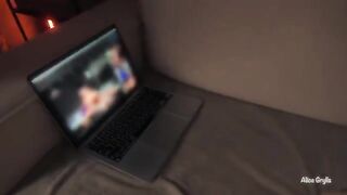 Babe got so excited watching porn on Pornhub, she let me fuck her
