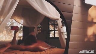 The reflection in the mirror tells him that he's doing a good job