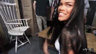 The cutie sucks dick until the guy releases all his cum