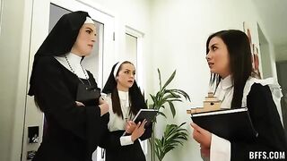 A nun's lust is embodied by a captivating figure in this steamy scene