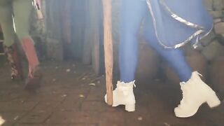 A sexy cosplay girl is asking who she should fuck next