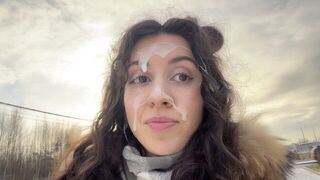 A man had to walk with cum on his face all over the city