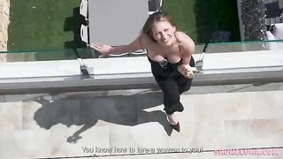 A woman demonstrates the pleasing effects of sex, showcasing her talent in role play