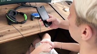 A streamer girl is having her first experience on camera