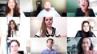 A girl is bored of her online meeting, so she starts teasing on cam