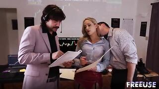 A whore for every trader in an office setting with intense pussy licking