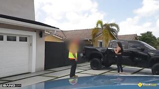 Garage sex with an attractive woman with a great body