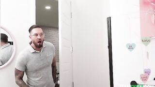 The guy licked the pussy of his brunette partner on their bed