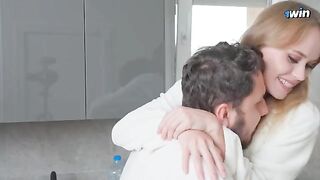 The plumber ran into the mouth of a housewife
