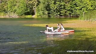 A hot lesbian encounter in the park, with passionate pussy licking